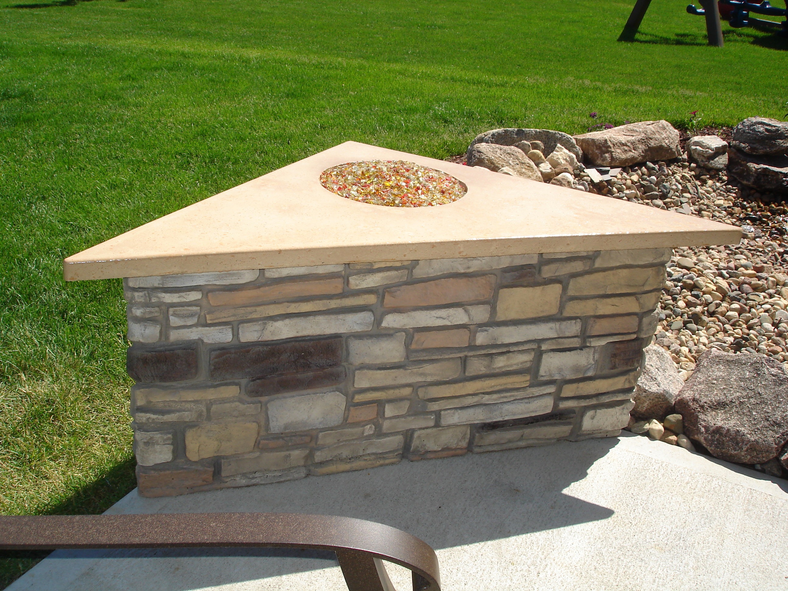 Triangle Fire Pit Aesthetic Concrete, Custom Fire Pits Omaha